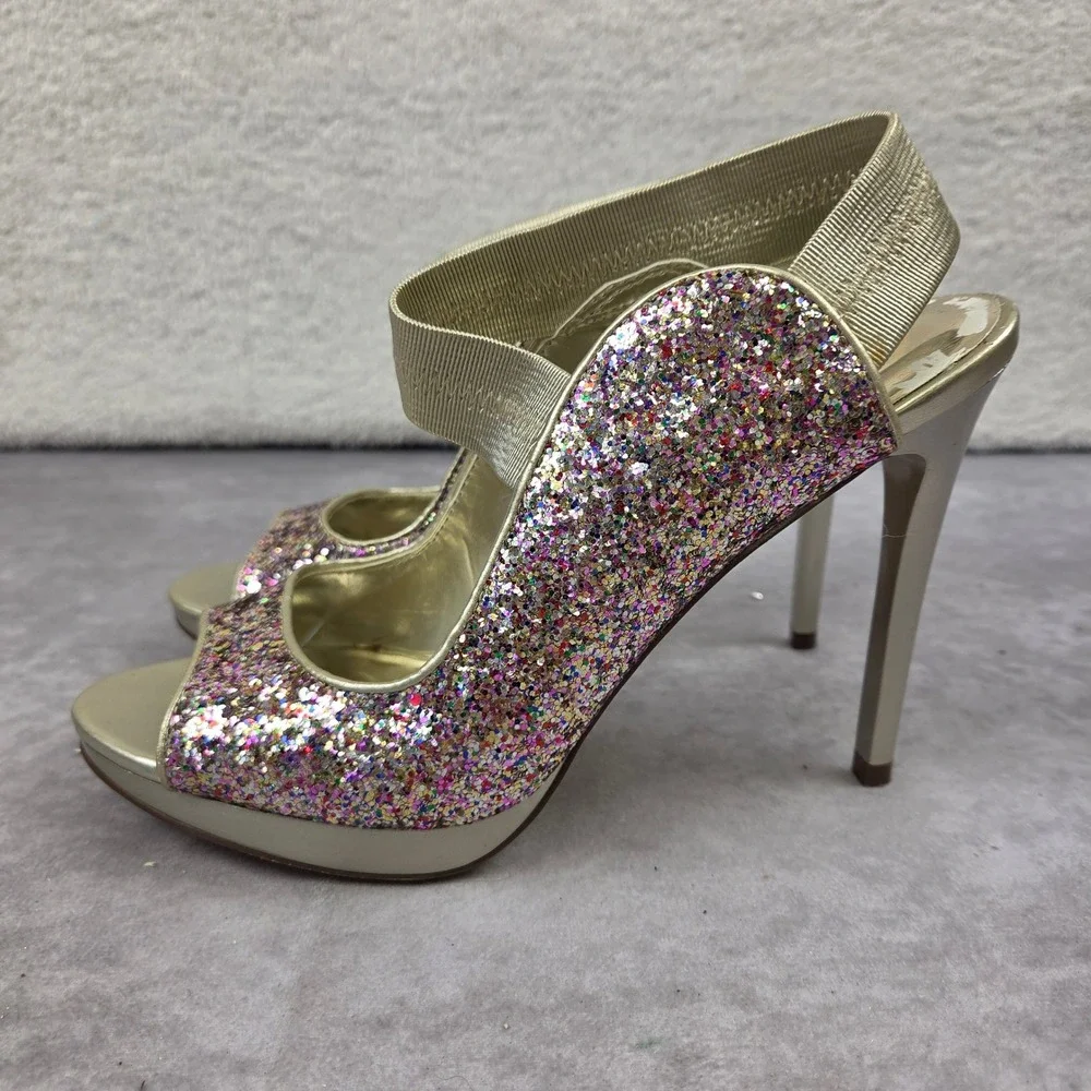 Carlos by Carlos Santana Halo Multi Color Glitter Platform Sandals Heels 8M